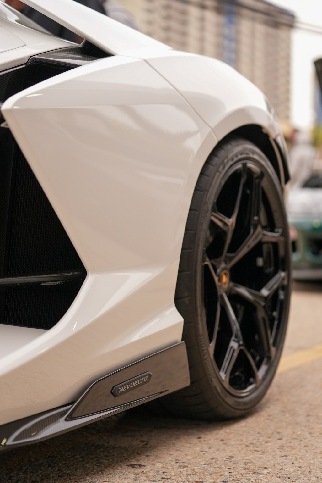 White exotic sports car front wheel detail