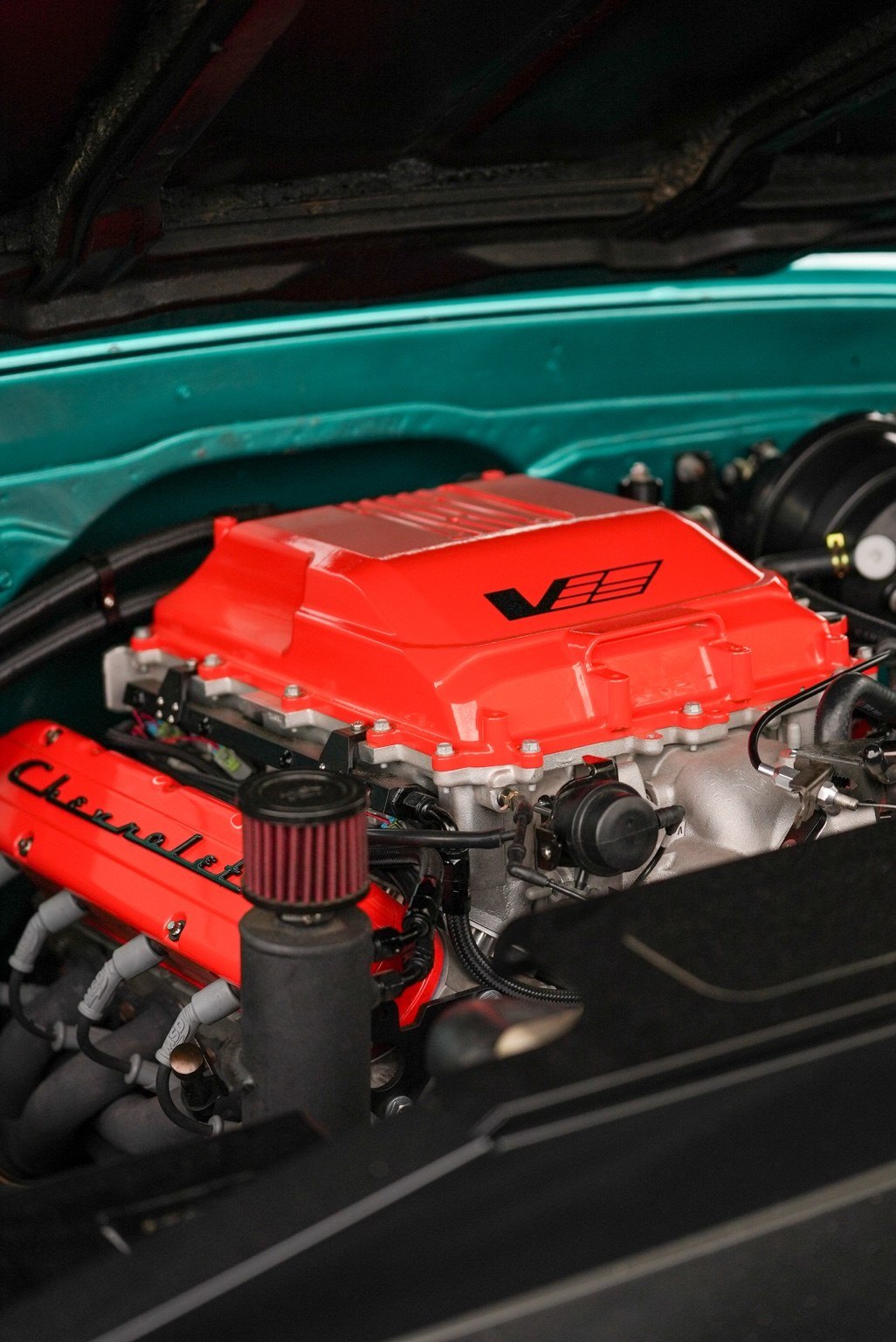 Teal classic truck interior detail